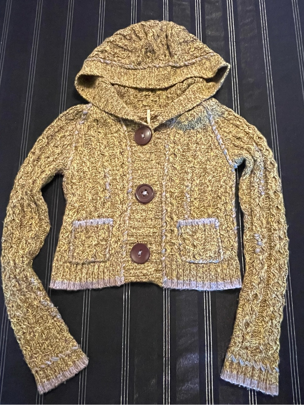 Vintage Free People Hooded Cable Cardigan -